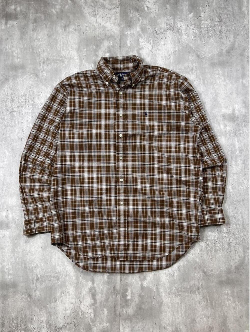 Plaid Button Up Shirt Brown Ralph Lauren Blaire Oxford Preppy Quiet Luxury